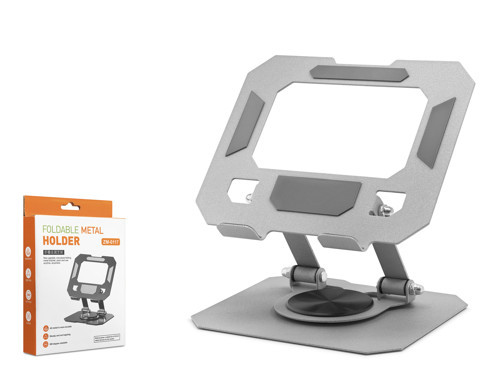 ieg™ 360 Derece Döner Katlanir Ayarlanabilir Masaüstü Tablet Ve Telefon Standi Metal - Gümüş