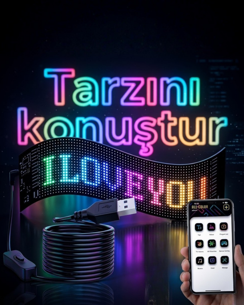 tekno 16x96 LED Yazı Paneli 60 cm Esnek RGB Işıklı Programlanabilir Ekran 2026