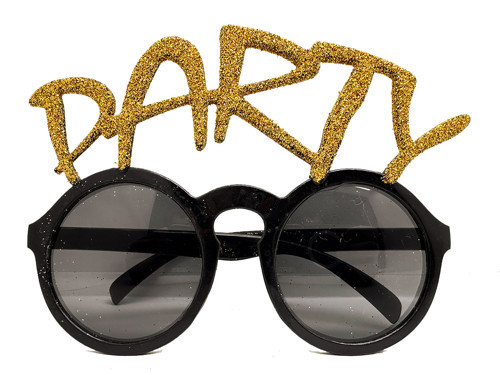 Altın Simli Party Yazılı Parti Gözlüğü Show 15X7 Cm