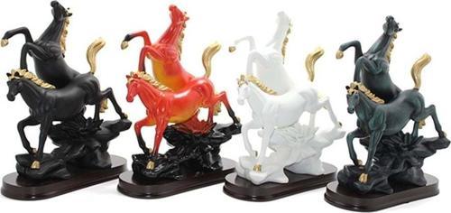 Polyester 2'Li Şahlanmış At Figürü