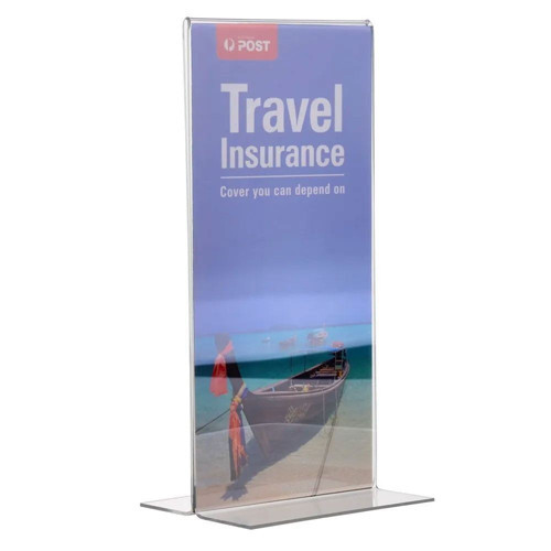 T Tipi Dikey 10x21cm Pleksi Masaüstü Şeffaf Föylük Broşürlük Fiyatlık 10lu Paket