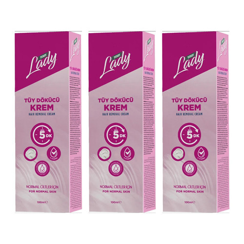Lady Tüy Dökücü Krem Normal Ciltler İçin 100 ml x 3 Adet