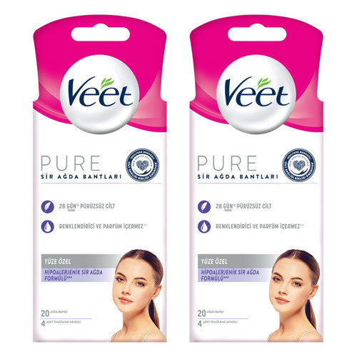 Yüze Özel Pure Hipoalerjenik 20'li Sir Ağda Bandı x 2 Adet