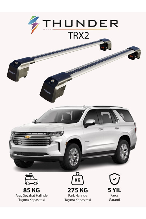 CHEVROLET TAHOE 2015-2020 TRX2 Thunder Carrier Kilitli Ara Atkı Taşıyıcı Tavan Barı Gri