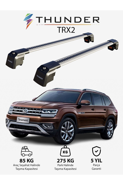 VOLKSWAGEN TERAMONT 2018-Sonrası TRX2 Thunder Carrier Kilitli Ara Atkı Taşıyıcı Tavan Barı Gri