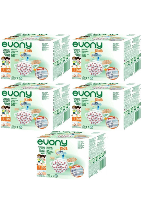 3 Katlı Filtreli Burun Telli Cerrahi Maske (Kids Çoçuklar İçin) 250 Li Set (Desenli)