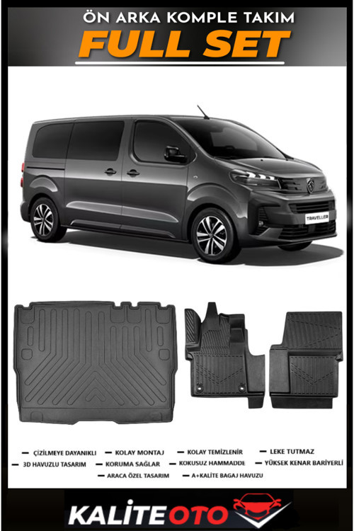 Peugeot Expert Traveller Bagaj Havuzu+4.5D Havuzlu Paspas Seti 2019 Model