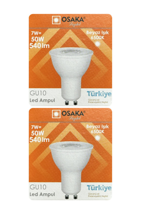 (2 Adet) Osaka 7W (50W) Beyaz Işık (6500K) GU10 Duylu Led Spot Ampul