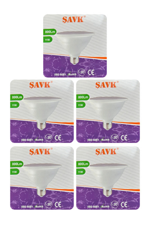 (5 Adet) Şavk 11W 6500K (Beyaz Işık) Par30 E27 Duylu (Kalın Duy) Led Spot Ampul