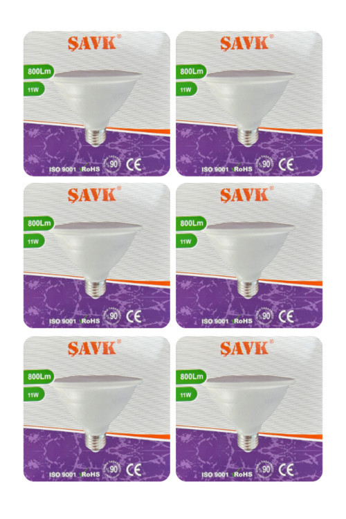 (6 Adet) Şavk 11W 6500K (Beyaz Işık) Par30 E27 Duylu (Kalın Duy) Led Spot Ampul