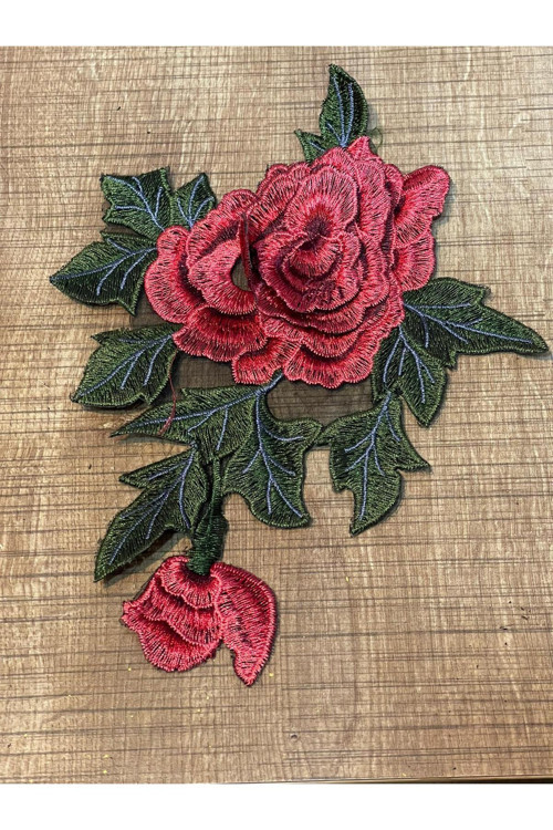 24x17 Cm Kabartma Nakış Işleme Gül Aplike Dikiş Aksesuarı