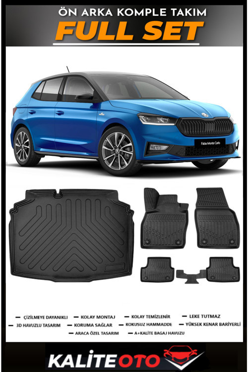 Skoda Fabia Bagaj Havuzu+4.5D Havuzlu Paspas Seti 2023 Model