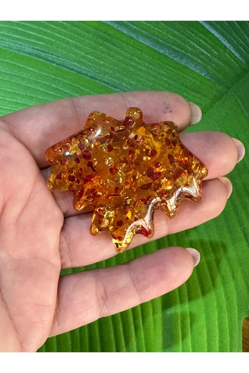 6x5 Cm Turuncu Yaprak Delikli Takı Yapım Boncuğu
