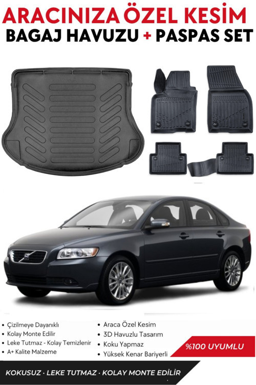 Volvo S40 2006 Model Bagaj Havuzu+Paspas Full Takım+Hediyeli