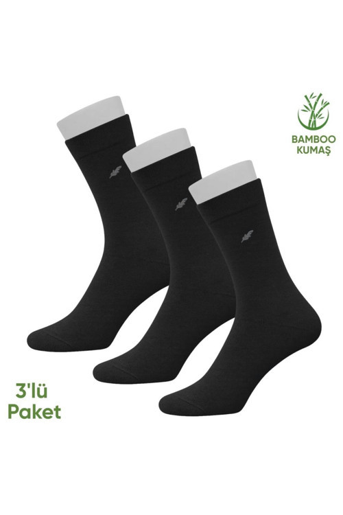 Bambu Erkek Soket Çorap- 3 Çift - Dikişsiz - Akça - 17652 - Set 3