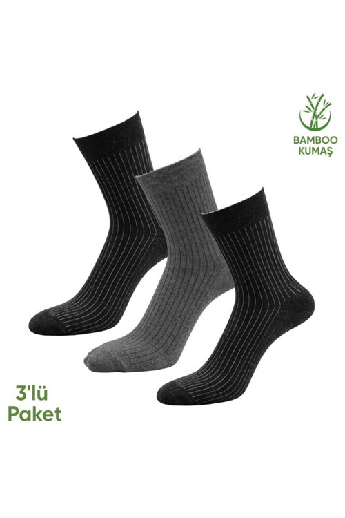 Bambu Erkek Soket Çorap - 3 Çift - Dikişsiz - Malta - 17671 - Set 1