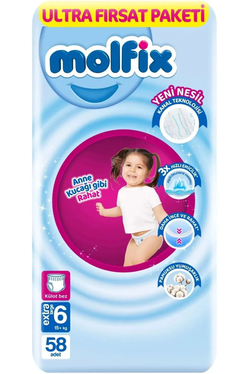 Külot Bebek Bezi Beden:6 (15+KG) Extra Large 58 Adet Ultra Fırsat Pk