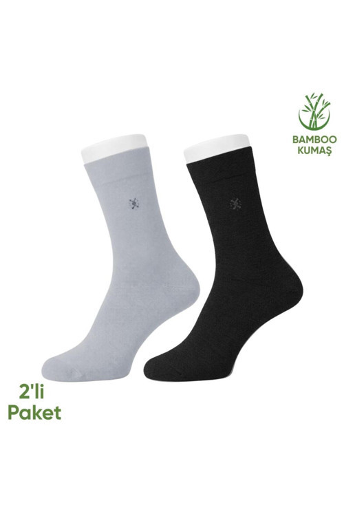 Bambu Erkek Soket Çorabı - 2 Çift - Dikişsiz - Gori -17135 - Set 2