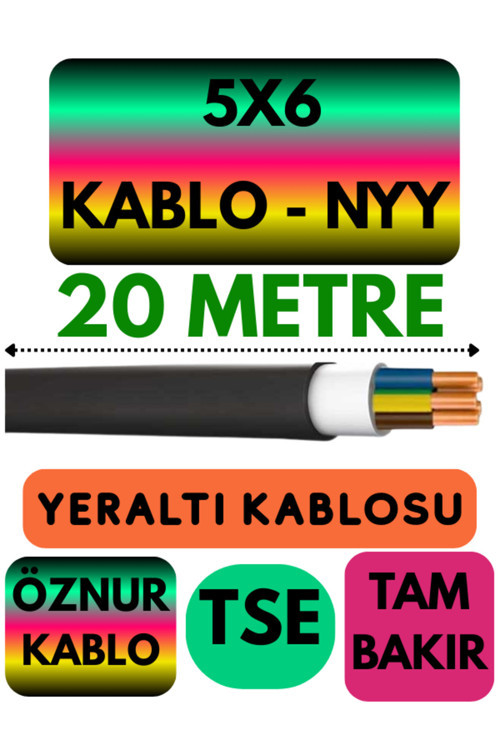 Öznur 5X6 NYY (Yeraltı Kablosu) Metre Seçenekli 20 METRE