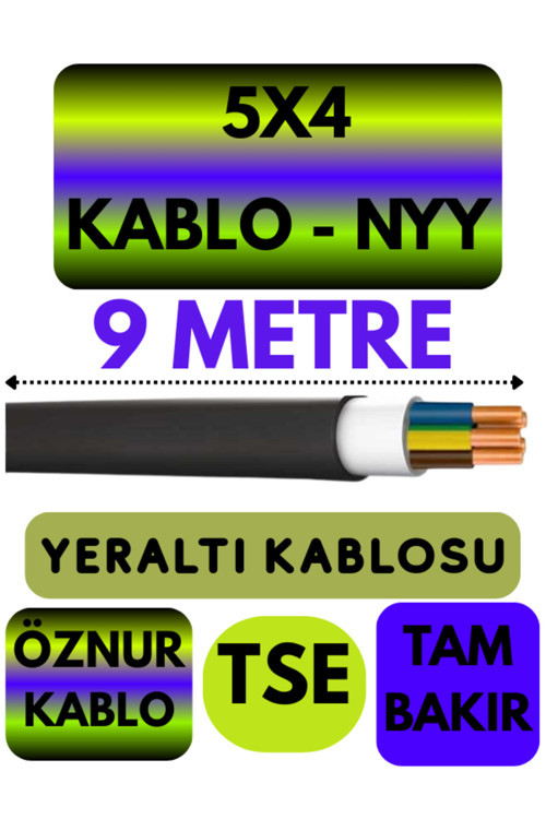 Öznur 5X4 NYY (Yeraltı Kablosu) Metre Seçenekli 9 METRE