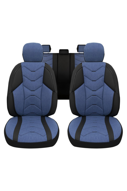 Verita Elegance Serisi - Citroen Saxo ile uyumlu Koltuk Kılıfı, Keten-Deri / Mavi