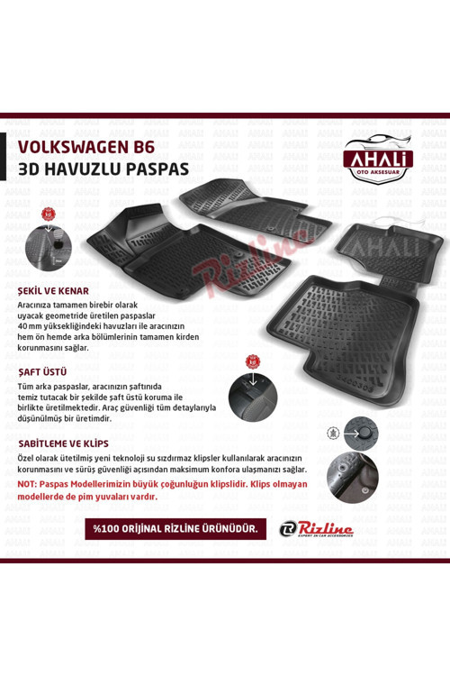 Volkswagen B6 Uyumlu 3d Havuzlu Paspas+araç Kokusu