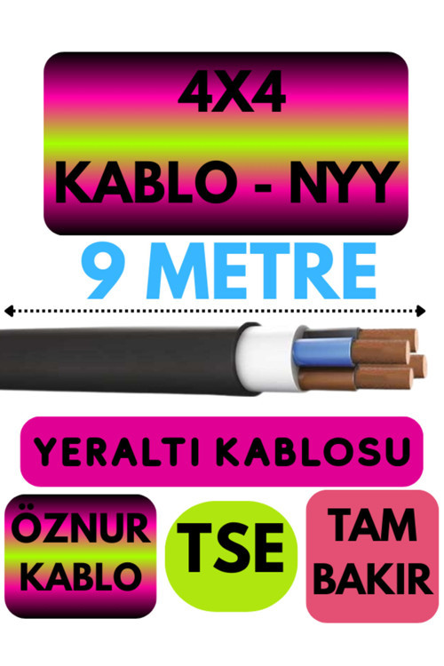 Öznur 4X4 NYY (Yeraltı Kablosu) Metre Seçenekli 9 METRE