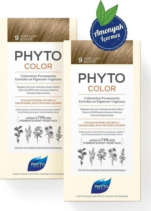 Phytocolor 9 Açık Sarı Amonyaksız Kalıcı Bitkisel Saç Boyası İkili Avantaj Set