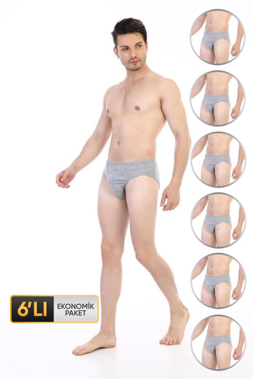 Erkek Süprem Gri Melanj Slip 741 6'Lı Ekonomik Paket