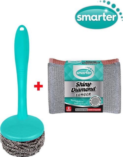 SHINY DIAMOND BULAŞIK SÜNGER 2'Lİ + SAPLI OVMA TELİ