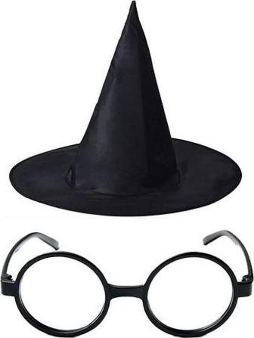 Harry Potter Büyücü Şapkası ve Harry Potter Büyücü Gözlüğü Siyah Renk
