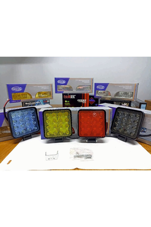 Off Road Sis Farı Sis Lambası 16 Led Kare 2'lİ Paket SİYAH