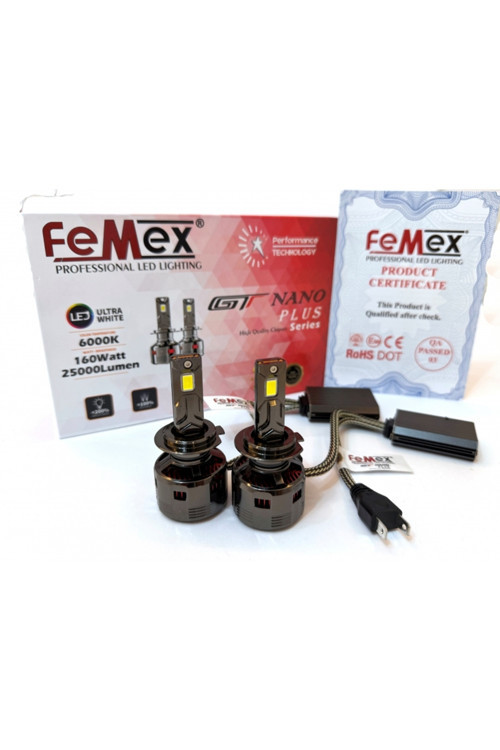 H7 LED XENON LED HEADLİGHT FEMEX GT NANO PLUS CSP LUMILED ROYAL CHİPSET RADYATÖR SOĞUTMALI