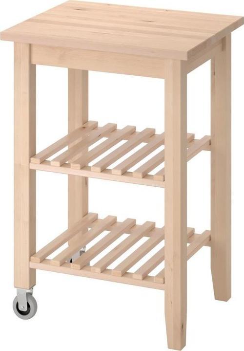 Bekvam Tekerlekli Servis Arabası - Sehpası - Huş / Ahşap - 58 x 50 x 85 cm