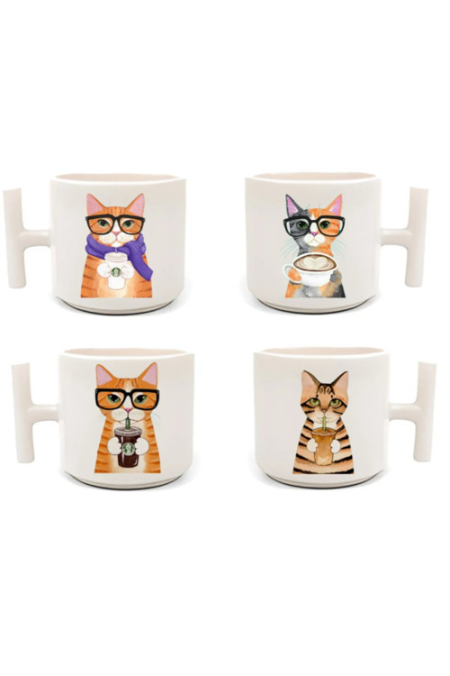 4'lü Entel Kedi - T Kulp Kupa