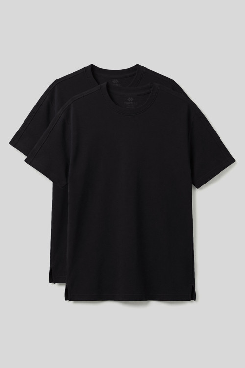 Rahat Form O Yaka 2li Paket Siyah Erkek T-Shirt - 88495