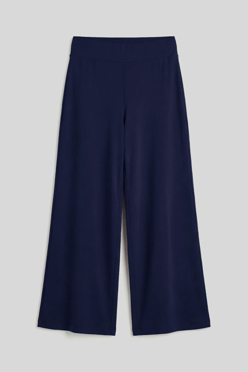 Koyu Mor Comfort Fit Geniş Paça Korsajlı Palazzo Kadın Pantolon - 94681