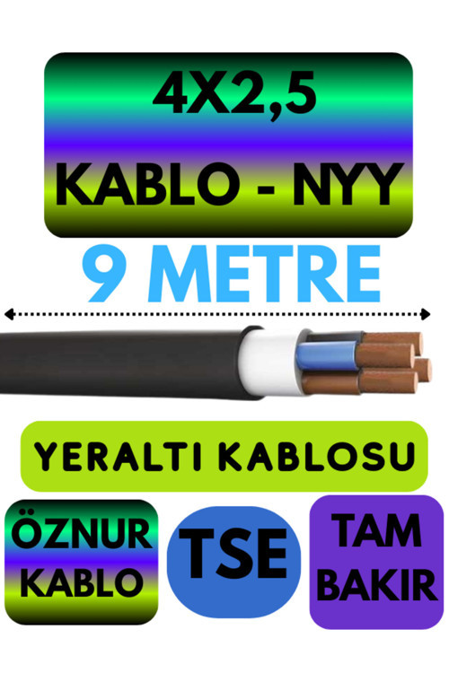 Öznur 4X2,5 NYY (Yeraltı Kablosu) Metre Seçenekli 9 METRE