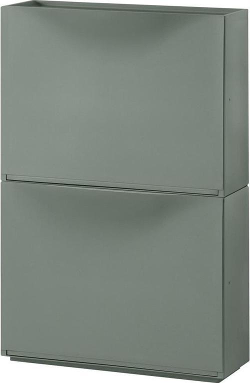 Trones Plastik Ayakkabılık Ayakkabı Dolabı - 2 Parça - Gri / Yeşil