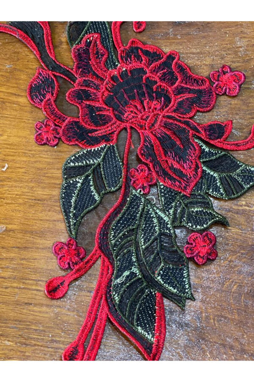28x15 Cm Nakış Işlemeli Çiçekli Aplike Arma Dikiş Hobi Aksesuarı
