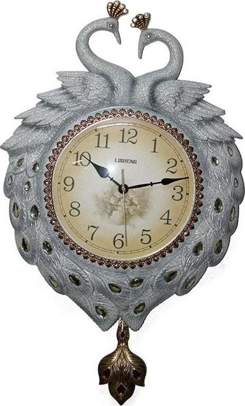 Duvara Asmalı Tavuskuşu Saat Dekoratif Hediyelik