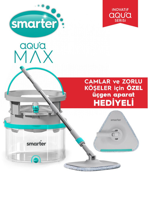 Aqua Max ÖZEL SERİ Temiz & Kirli Suyu Ayırma Çift Kova Üçgen Aparat Temizlik Seti Mop Paspas