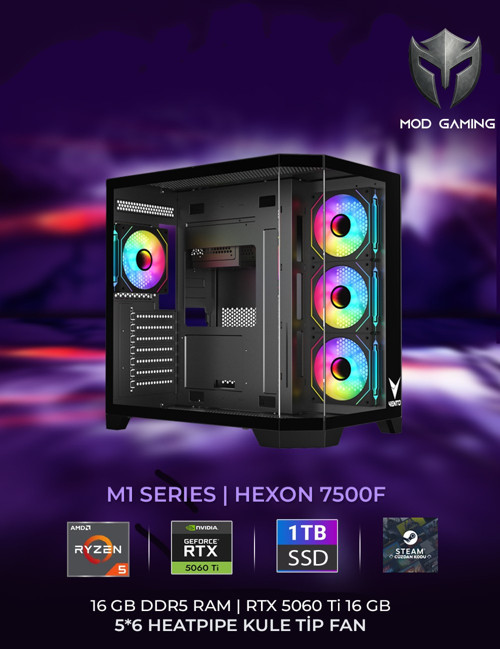 Hexon MG-H14B Amd Ryzen 5 7500F RTX5060 Ti 16GB 16GB Ram 1 Tb SSD Oyuncu OEM PAKET