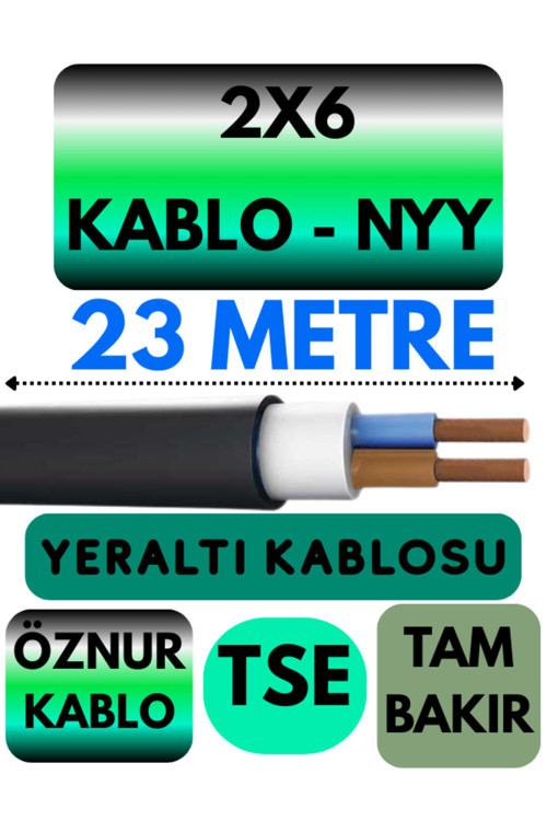 Öznur 2X6 NYY (Yeraltı Kablosu) Metre Seçenekli 23 METRE