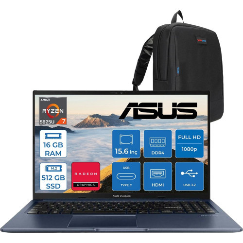 Vivobook 15 Amd Ryzen 7 5825U 16GB 512GB SSD Amd Radeon Graphics 15.6" Fhd 250NIT LED Windows 11 Home Taşınabilir Bilgis