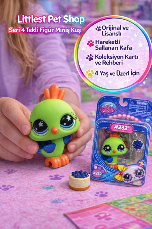 Littlest Pet Shop Seri 4 Tekli Figür Miniş Kuş #232 Koleksiyon Kartlı Lps