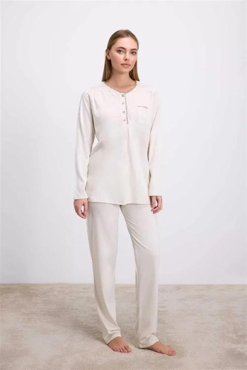Uzun Kollu T-shirt Pantolon Pijama Takımı