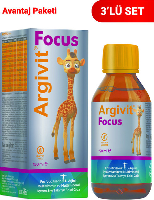 Focus Fosfotidilserin, L-arjinin, Multivitamin Ve Multimineral içeren Şurup 3’lü Paket 150 ml