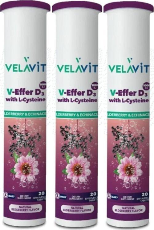 V-Effer D3 With L-Cysteine 20 Efervesan Tablet X 3 Adet