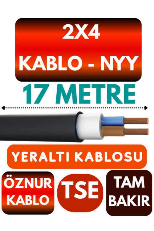 Öznur 2X4 NYY (Yeraltı Kablosu) Metre Seçenekli 17 METRE